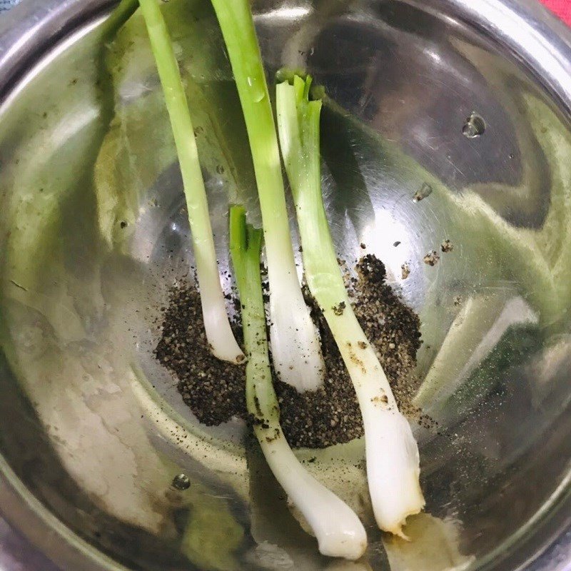 Hành lá và ngò rí đã cắt nhỏ cho món cháo