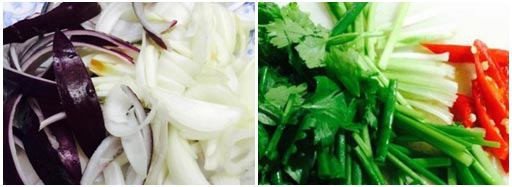 Hành tây và các loại rau củ tươi đã được thái chuẩn bị xào