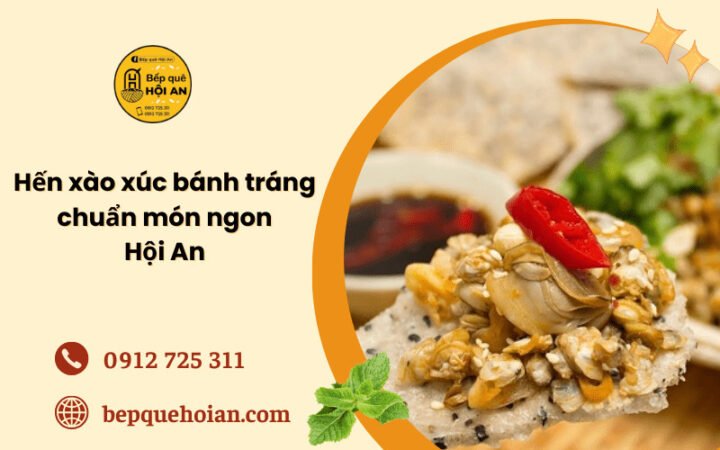 Hến đã xào thấm vị trên đĩa, sẵn sàng để xúc bánh tráng