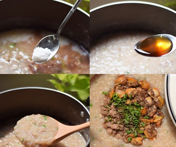 Hoàn thành món cháo sò huyết