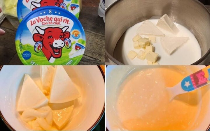 Hướng dẫn làm sốt phô mai con bò cười đơn giản để chấm bánh mì giòn rụm