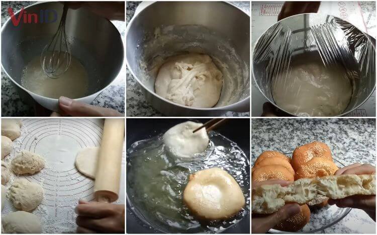 Hướng dẫn làm vỏ bánh tiêu đặc ruột với mè trắng