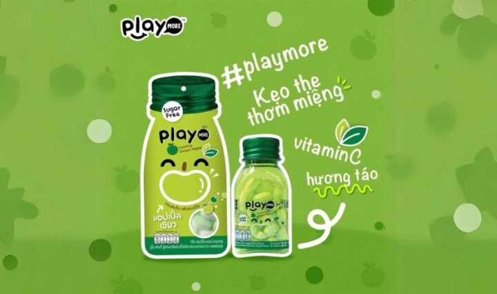 Kẹo PlayMore hương táo xanh, một loại kẹo ít calo phù hợp để giải tỏa cơn thèm ngọt.