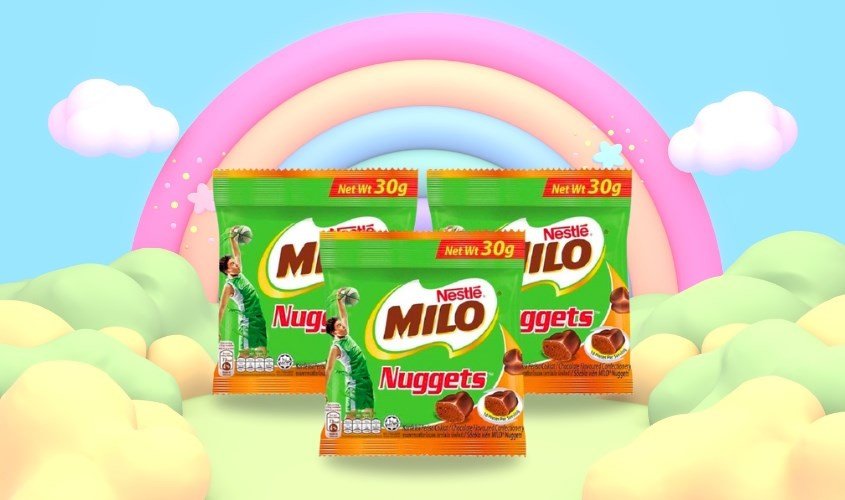 Kẹo socola Milo Nuggets, một loại kẹo phổ biến chứa nhiều calo.