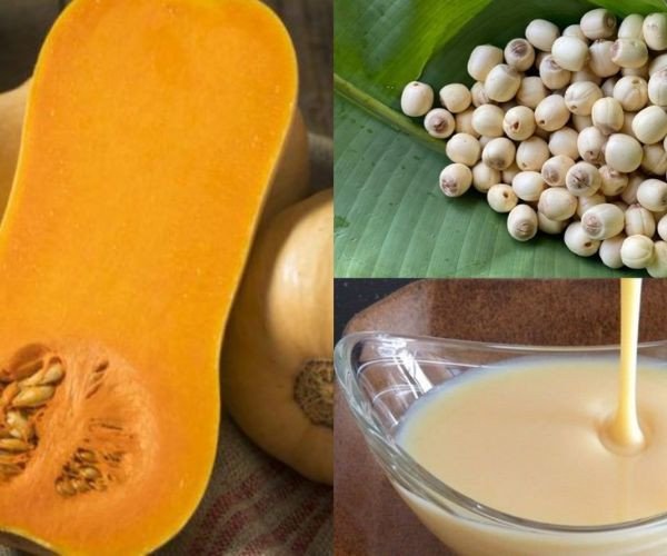 Kết hợp hạt sen và bí đỏ khi nấu sữa hạt sen bằng máy làm sữa hạt