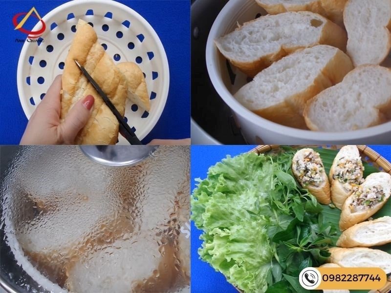 Khay bánh mì được xếp gọn gàng trong xửng hấp