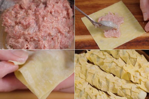 Kỹ thuật gói hoành thánh cho món mì hoành thánh