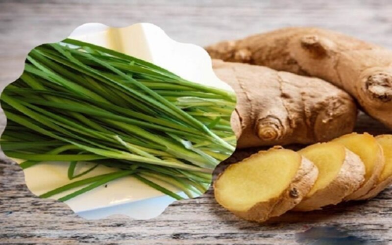 Lá hẹ và gừng trị ho