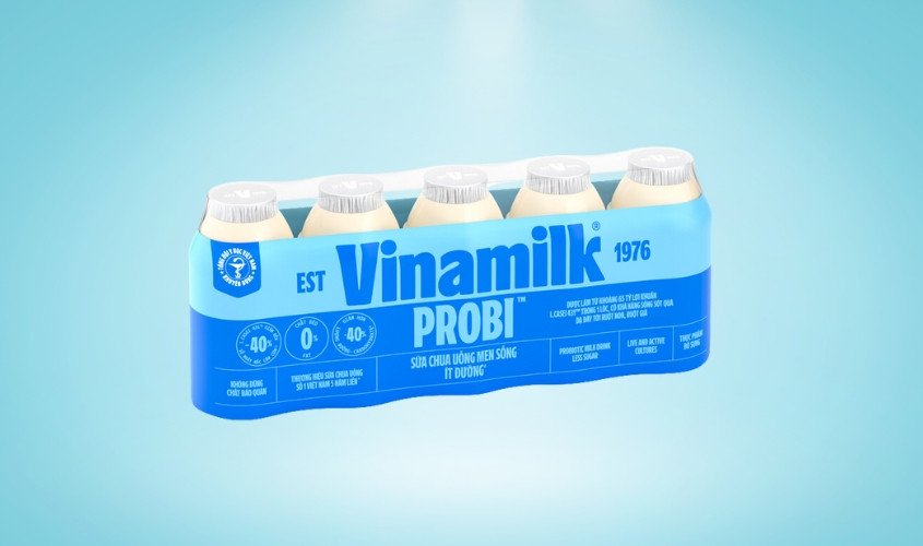 Lốc 5 chai sữa chua uống men sống ít đường Vinamilk Probi 65ml, lựa chọn ít calo