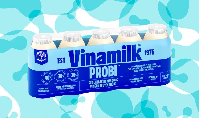 Lốc 5 chai sữa chua uống men sống Vinamilk Probi có đường 65ml