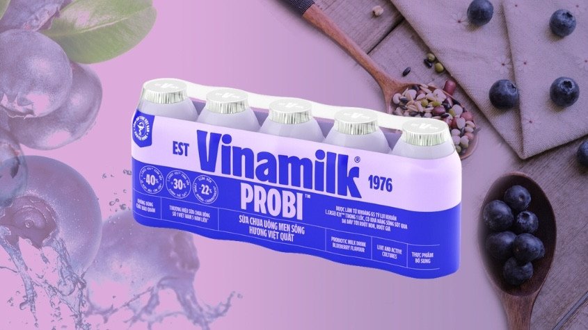 Lốc 5 chai sữa chua uống men sống Vinamilk Probi vị việt quất 65ml tốt cho tiêu hóa