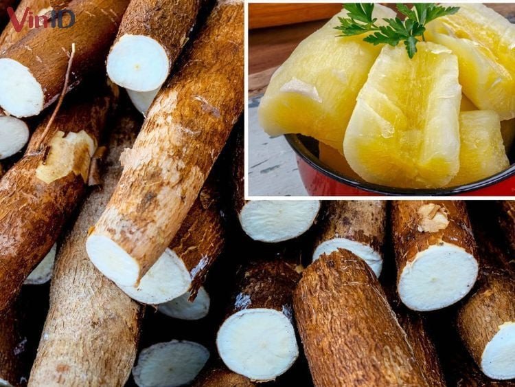 Lựa chọn củ khoai mì chất lượng với vỏ trong màu hồng nhạt, vỏ mỡ màng