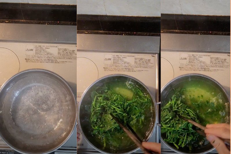 Luộc sơ rau mì chính để loại bỏ độc tố