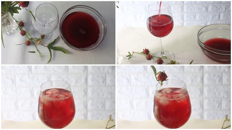 Ly nước hoa atiso đỏ tươi thành phẩm mát lạnh sẵn sàng thưởng thức