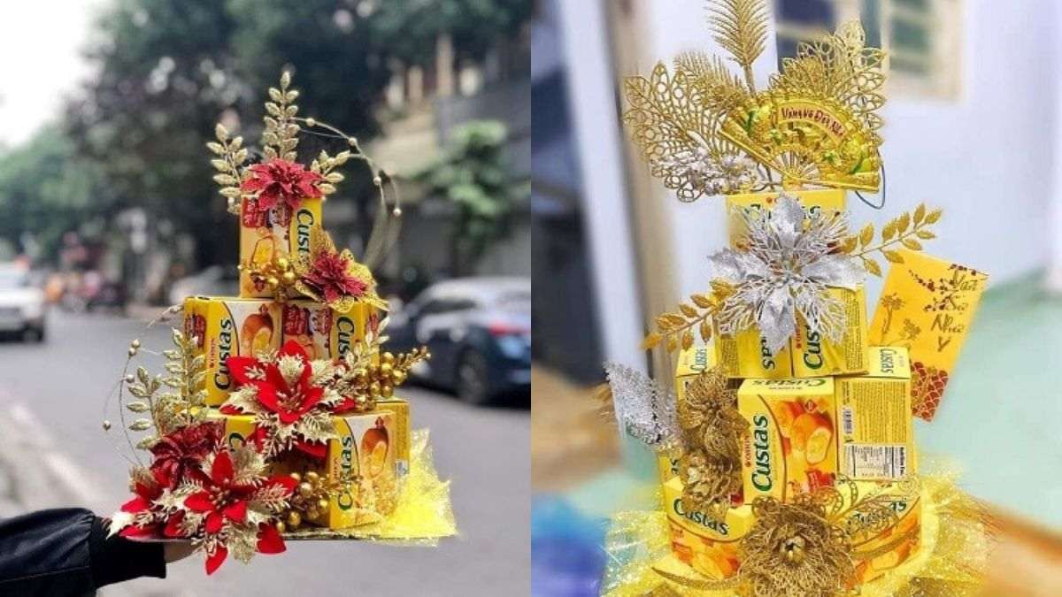 Mẫu tháp bánh Oreo trang trí Tết hiện đại