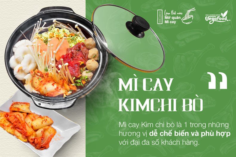 Mì cay kim chi bò thơm ngon hấp dẫn khách