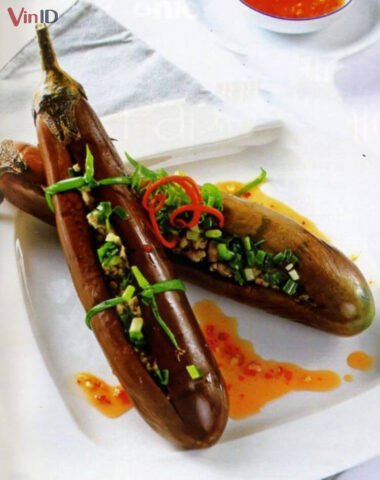 Món cà tím nhồi thịt hấp mỡ hành béo ngậy, hương vị hấp dẫn