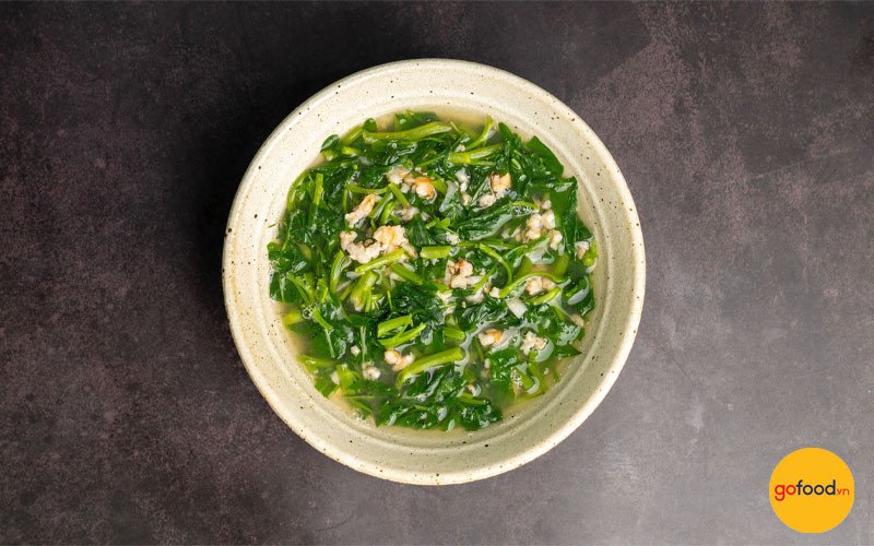 Món canh chua rau muống nấu tôm khô đậm đà hương vị