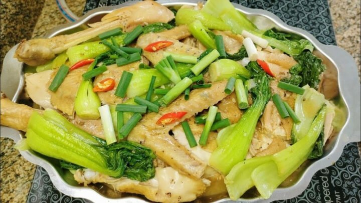 Món gà hấp cải thìa bổ dưỡng