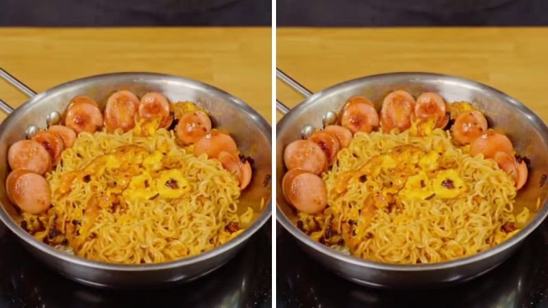 Món mì xào Hảo Hảo chua cay thành phẩm, sẵn sàng thưởng thức