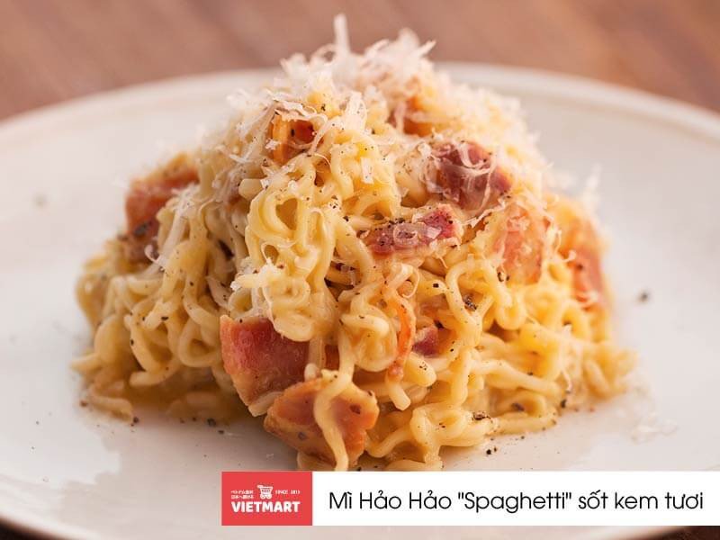 Món Spaghetti Hảo Hảo sốt kem tươi béo ngậy