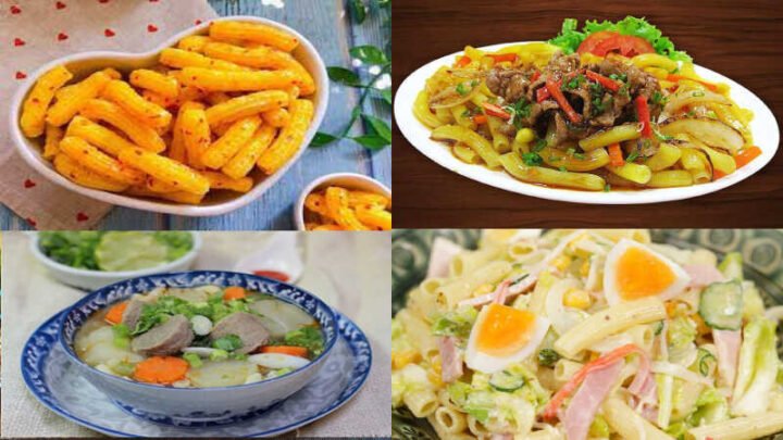 Một đĩa nui luộc và các loại nui khô đa dạng