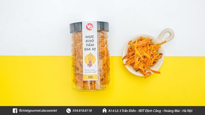 Mực tẩm gia vị đậm đà hương biển, món ăn vặt thơm ngon