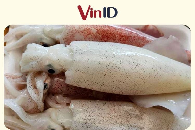 Mực tươi sống với màu sắc sáng bóng và thịt săn chắc