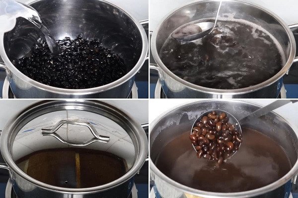nấu chè đỗ đen bột báng