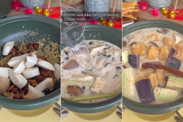 Nấu lẩu chao chay với sữa đậu nành và rau củ