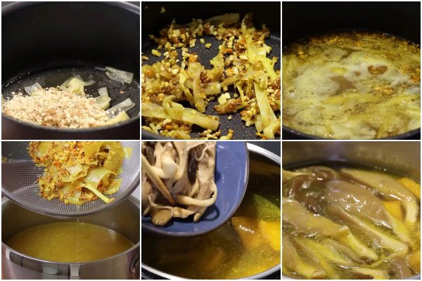 Nấu nước dùng mì quảng chay thơm ngon