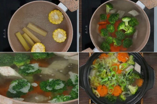 Nấu nước lẩu nấm chay thập cẩm