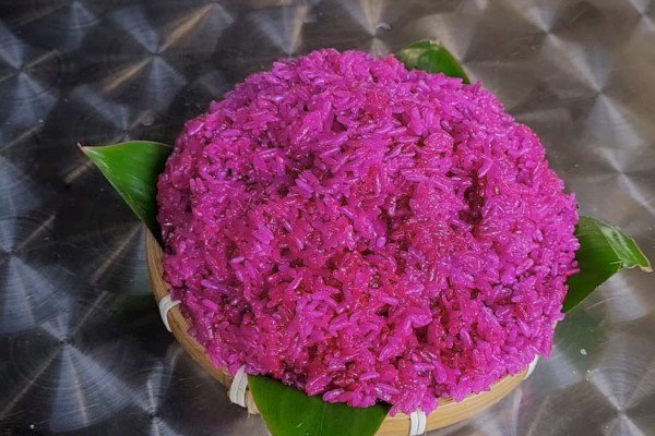 Nấu xôi lá cẩm bằng nồi cơm điện