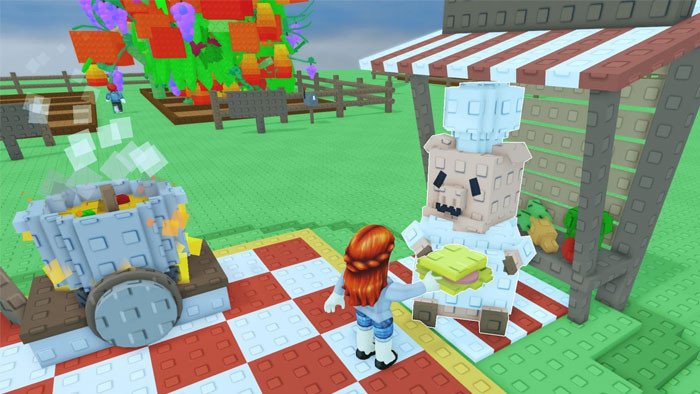 Người chơi đang trao Sandwich cho NPC Chris P trong Grow a Garden