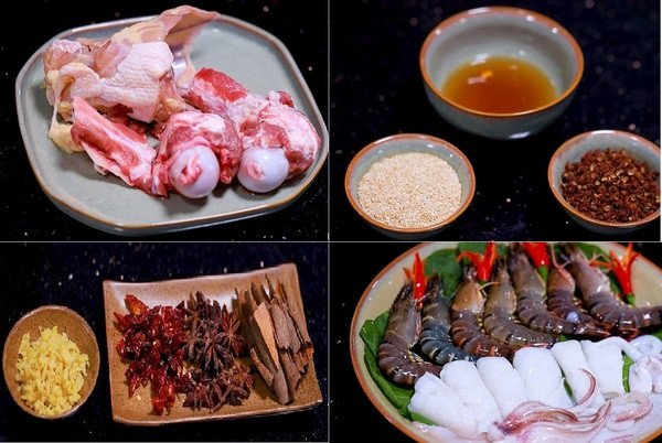 Nguyên liệu cần chuẩn bị cho món lẩu Tứ Xuyên