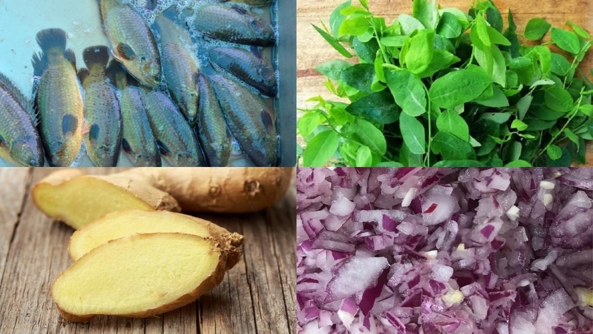 Nguyên liệu canh cá rô đồng rau ngót