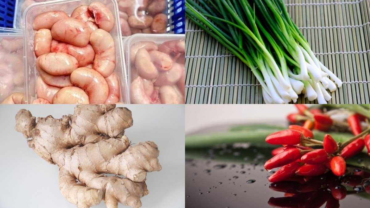 Nguyên liệu chế biến món kê gà hấp hành gừng