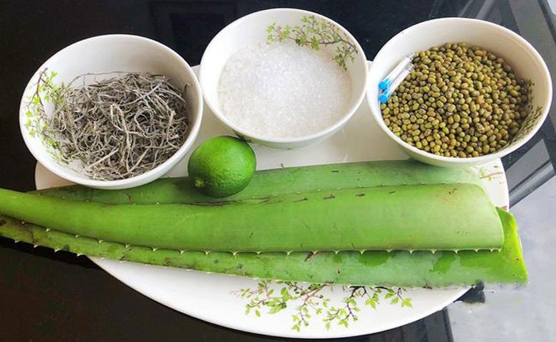 Nguyên liệu chè đậu xanh nha đam phổ tai