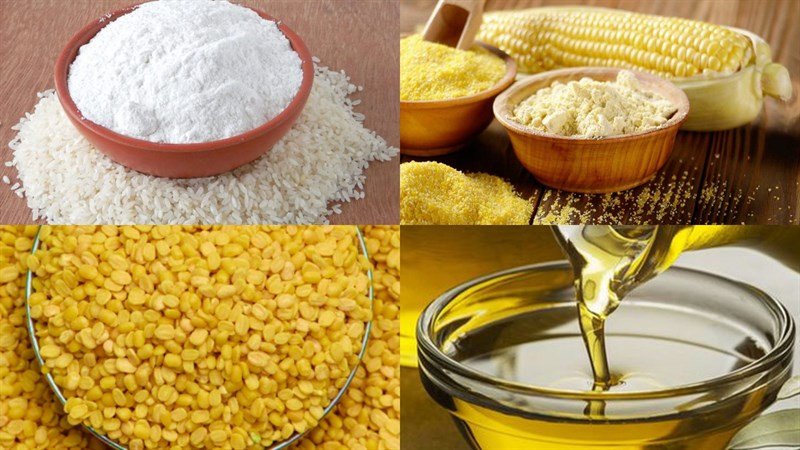 Nguyên liệu chính cho cách làm bánh dẻo bằng bột nếp sống nhân đậu xanh
