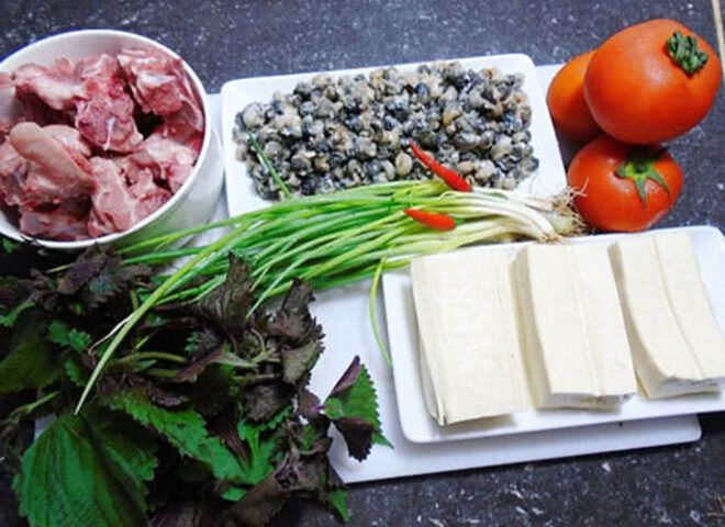 Nguyên liệu chính cho món bún ốc ngon