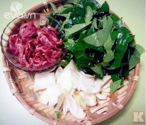 Nguyên liệu chính chuẩn bị cho món thịt bò xào lá lốt thơm ngon