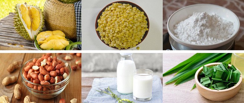 Nguyên liệu chính để chế biến món chè sầu riêng đậu xanh béo bùi