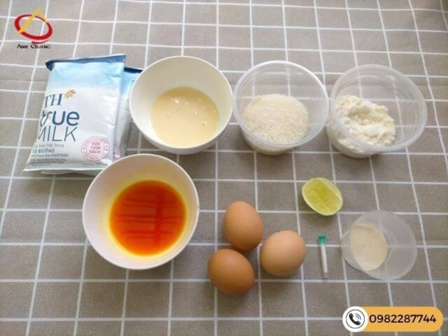 Nguyên liệu chính làm bánh flan sữa đặc thơm ngon