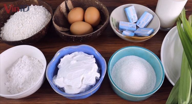 Nguyên liệu chính làm bánh kẹp lá dứa nước cốt dừa