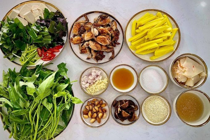 Nguyên liệu chính làm lẩu ếch măng cay miền Bắc