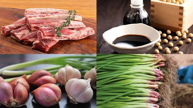 Nguyên liệu cho cách nấu sườn bò ngon hầm nước tương