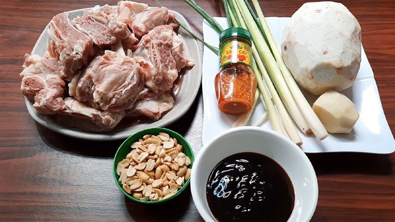 Nguyên liệu cho cách nấu sườn bò ngon hầm sả