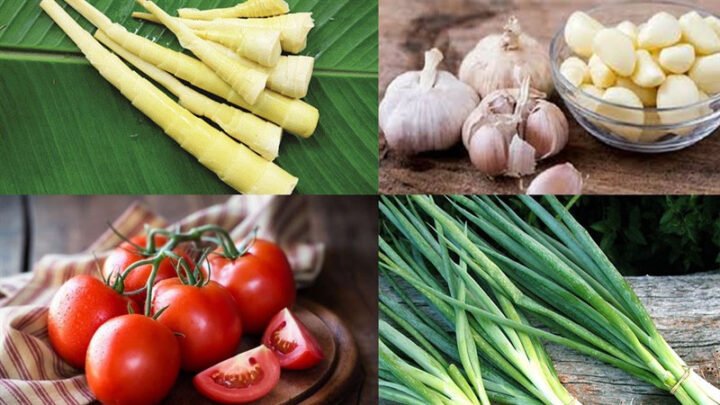 Nguyên liệu cho món măng xào cà chua