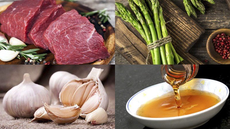 Nguyên liệu cho món thịt bò xào măng tây