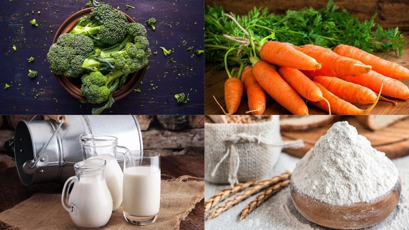 Nguyên liệu cho súp kem rau củ thập cẩm